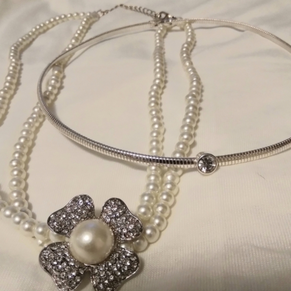 Two vintage bridal style necklaces